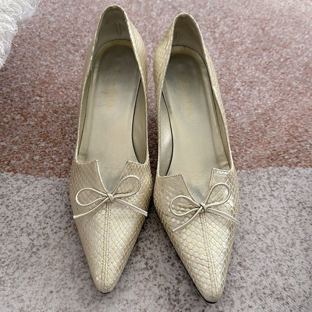 Escada | Marbled Python Embossed Pointy Pumps 7 1… - image 1